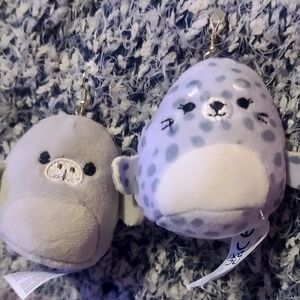 Handmade Squishmallow Squishville Earrings!! Odile the seal and Matt the Manatee